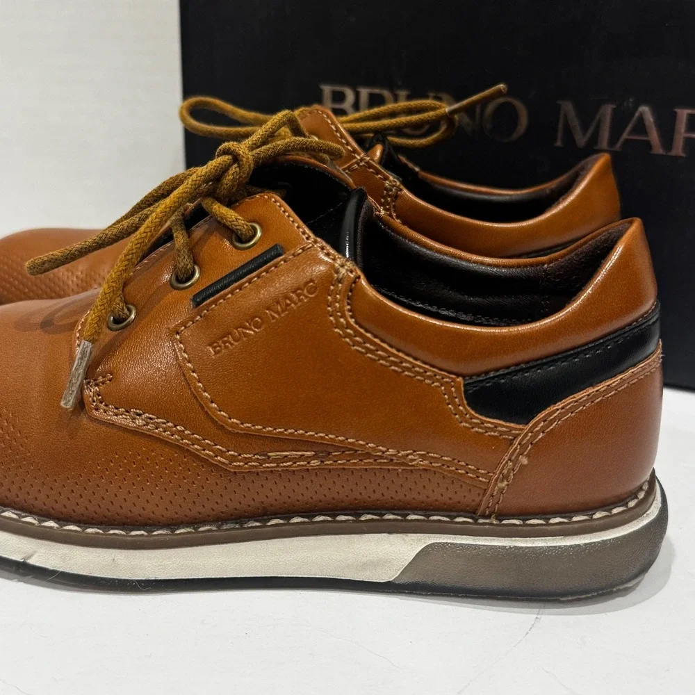 Bruno Marc‎ Kids Brown Perforated Lace Up Oxford Dress Shoes Flawed New Size 1